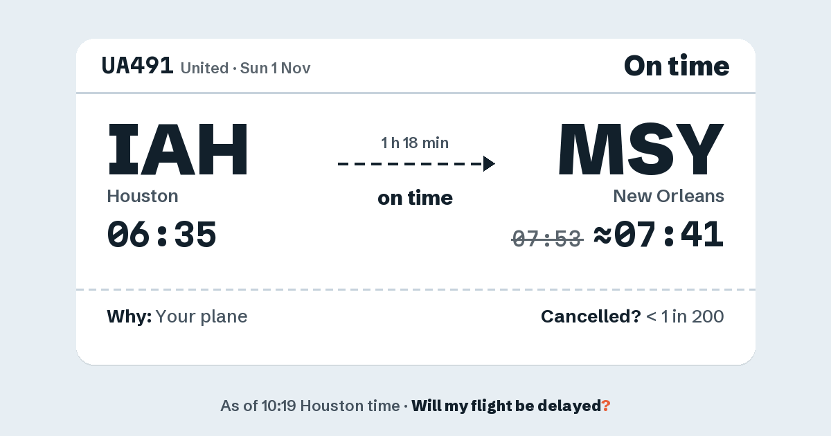Link preview: UA491 lands about 07:41