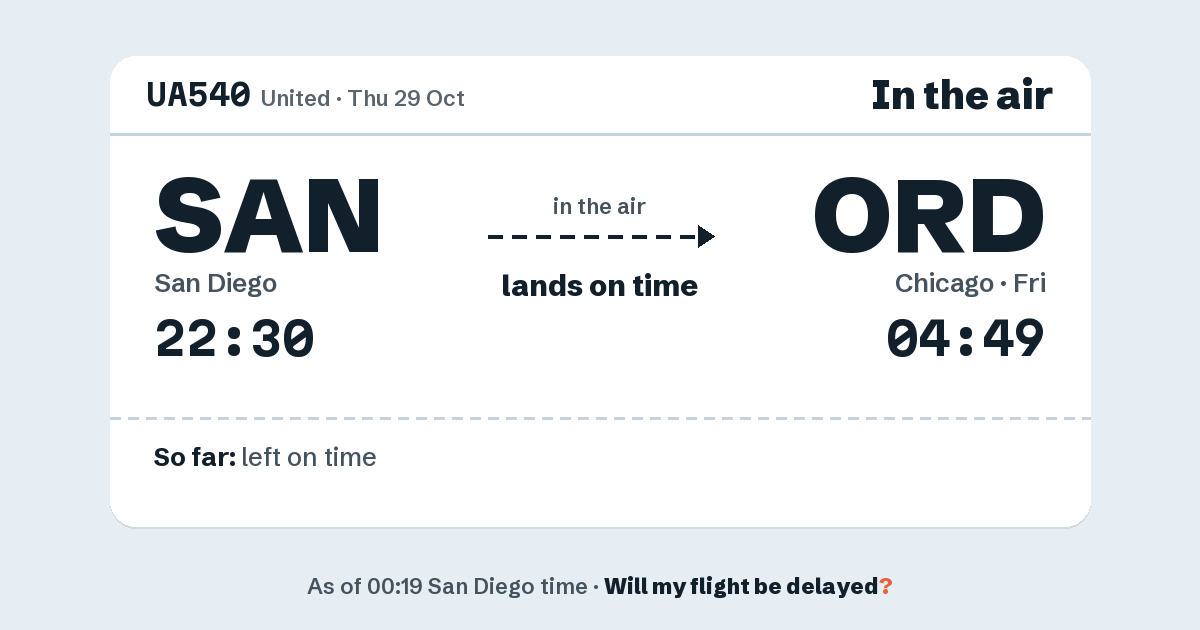 Link preview: UA540 lands about 04:45
