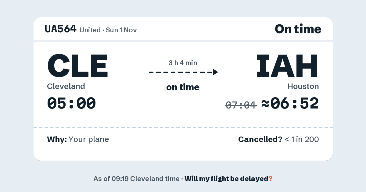 Link preview: UA564 lands about 06:52