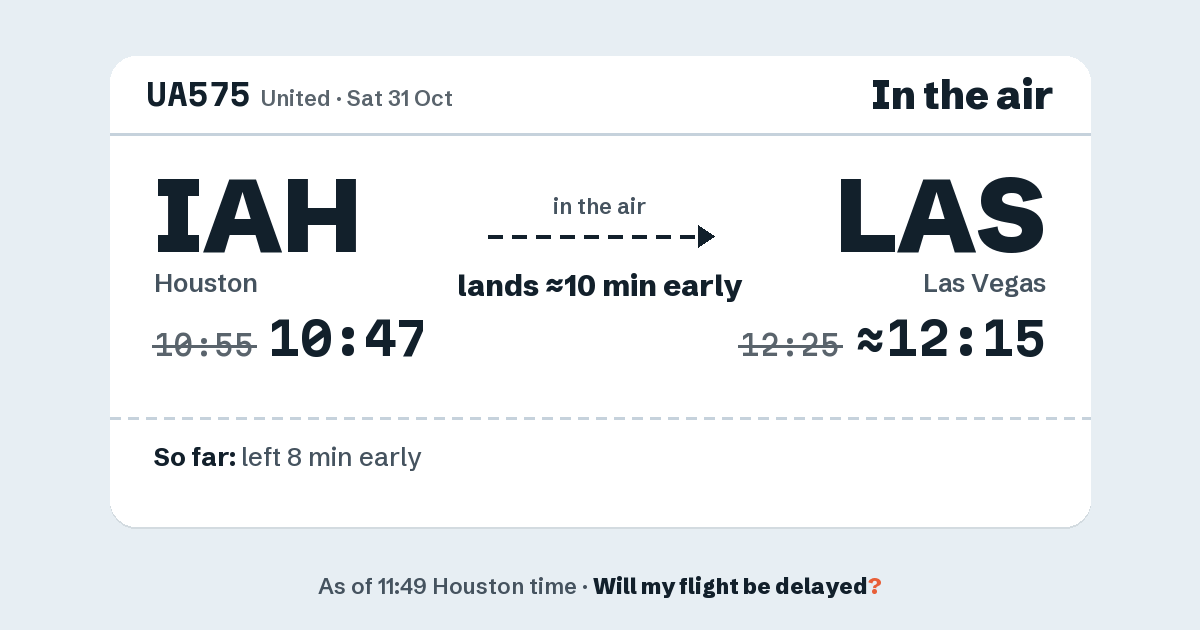 Link preview: UA575 lands about 12:15