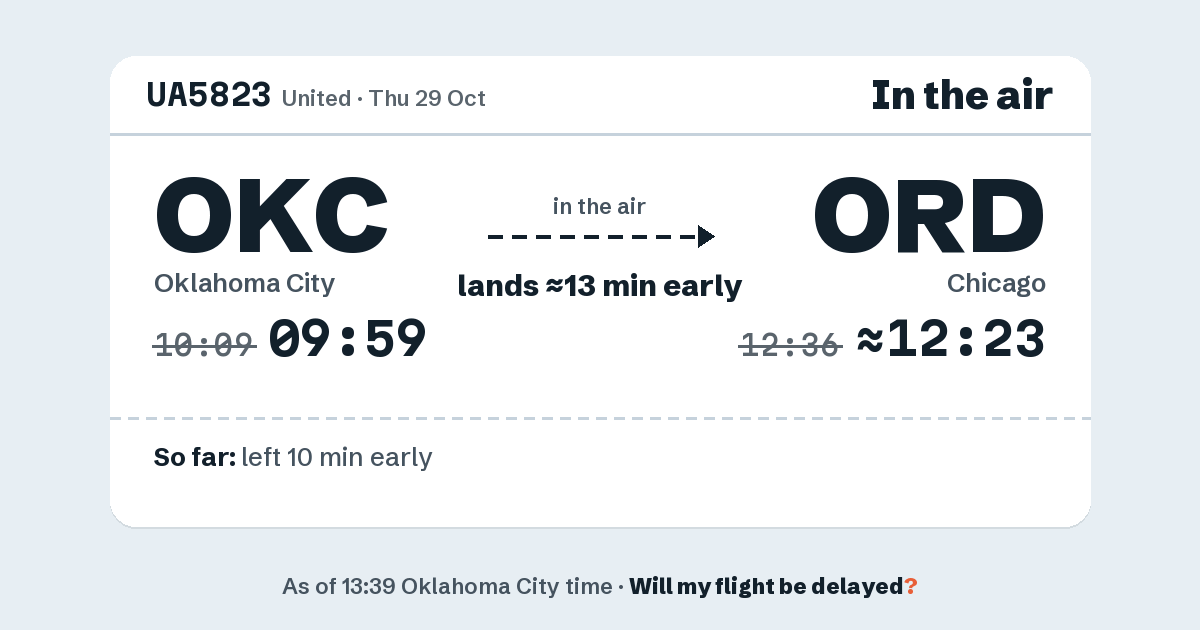 Link preview: UA5823 lands about 12:23