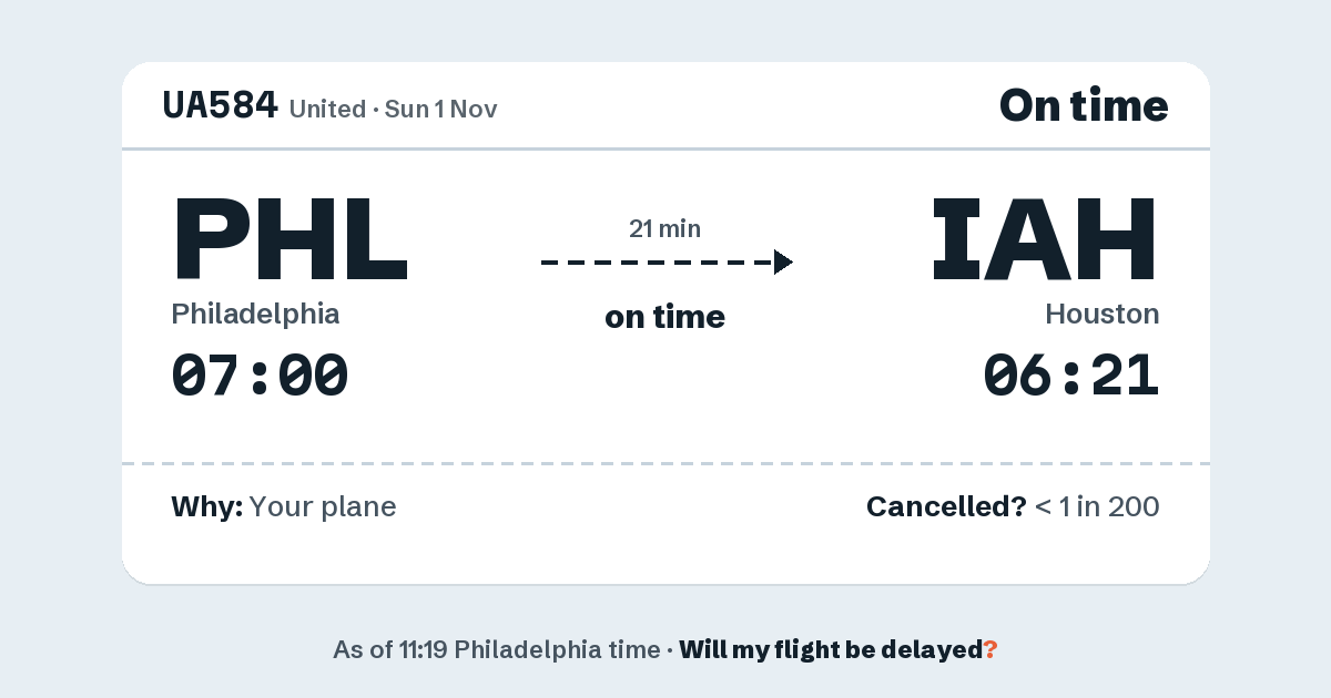 Link preview: UA584 lands about 06:21