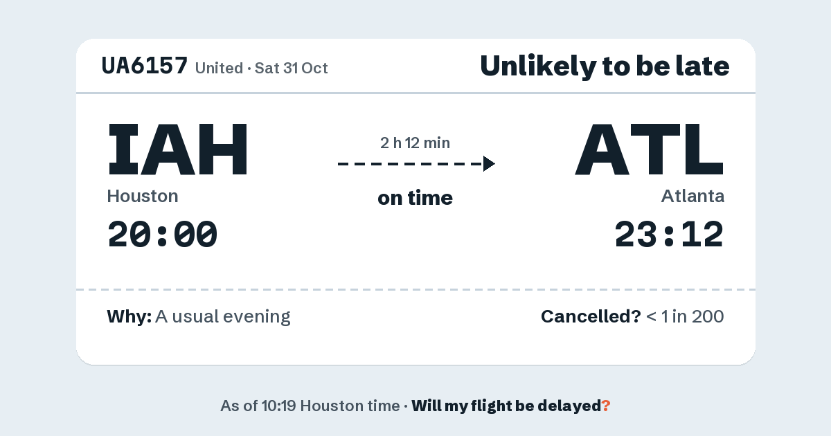Link preview: UA6157 lands about 23:10