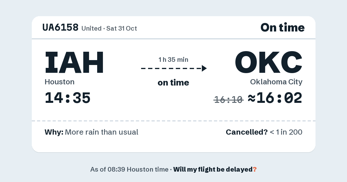 Link preview: UA6158 lands about 16:02
