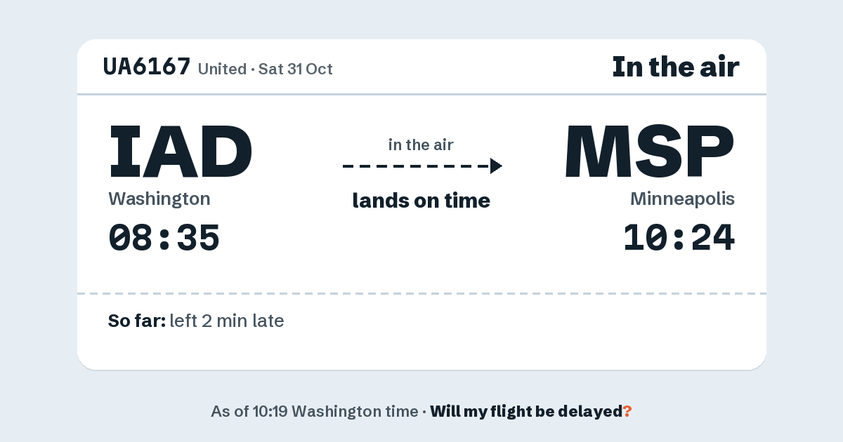 Link preview: UA6167 lands about 10:25
