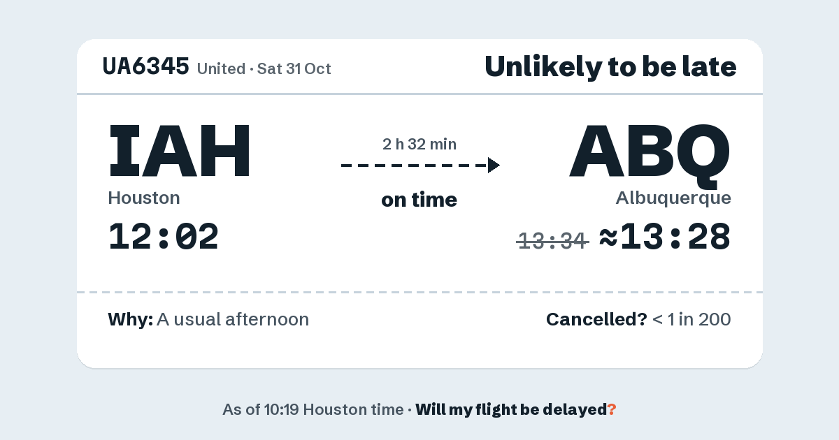 Link preview: UA6345 lands about 13:28