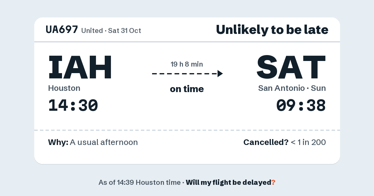 Link preview: UA697 lands about 09:37