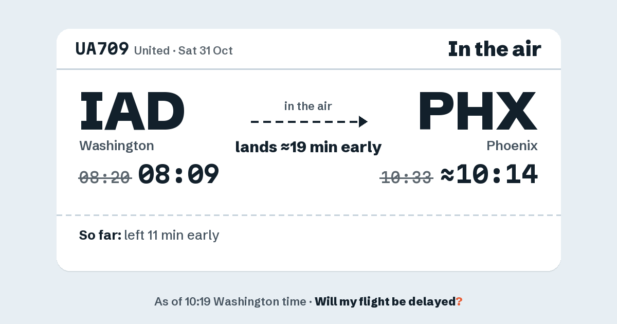 Link preview: UA709 lands about 10:14