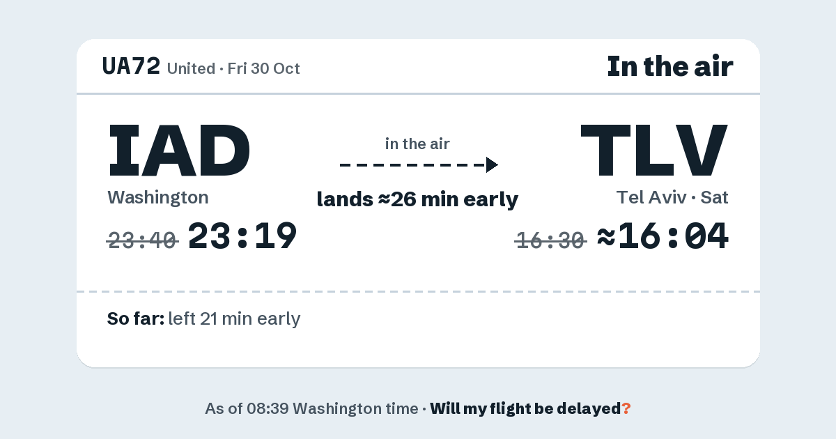 Link preview: UA72 lands about 16:04