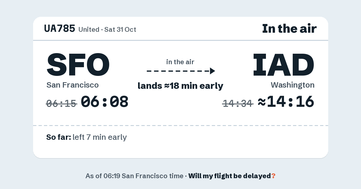 Link preview: UA785 lands about 14:16