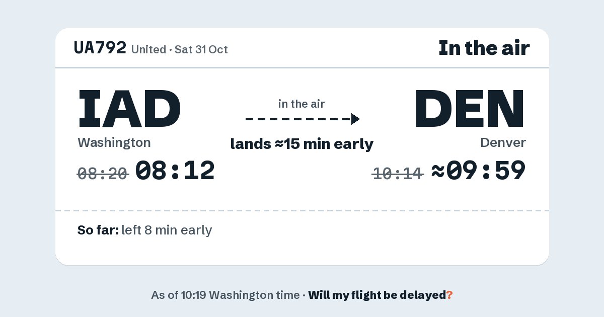 Link preview: UA792 lands about 09:59