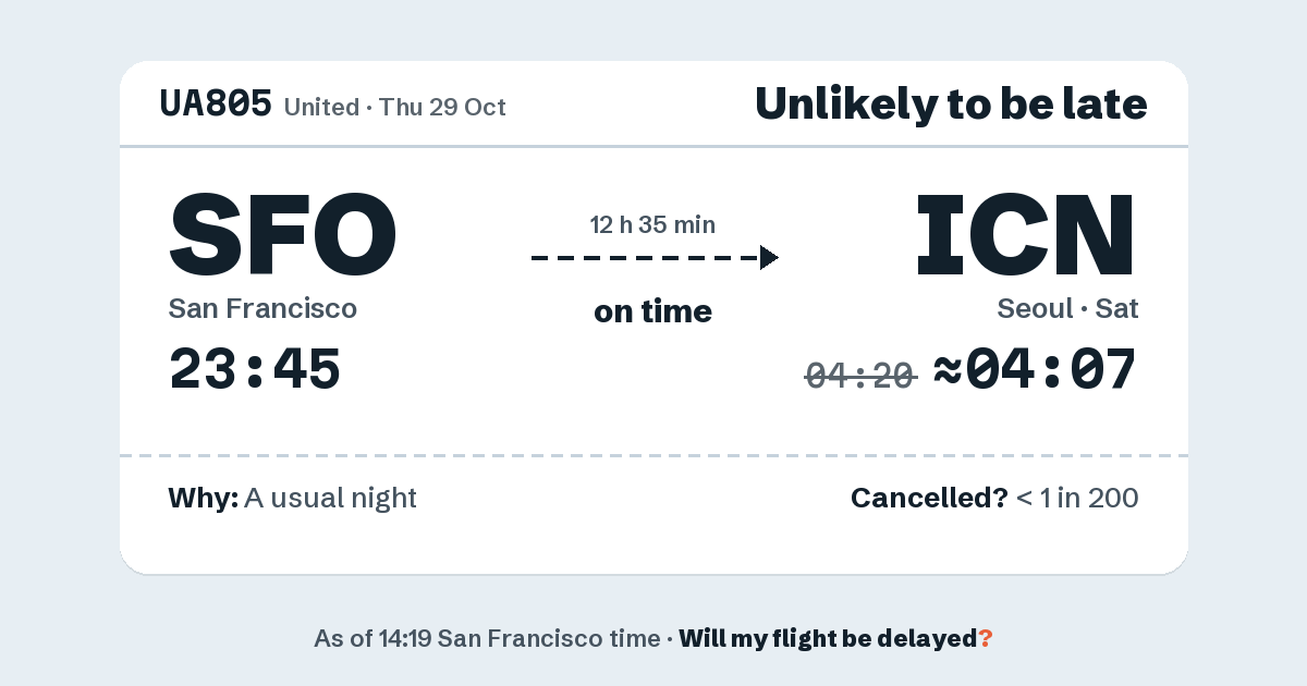 Link preview: UA805 lands about 04:07