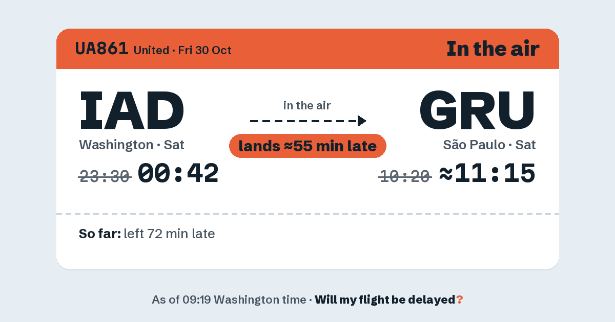 Link preview: UA861 lands about 11:14