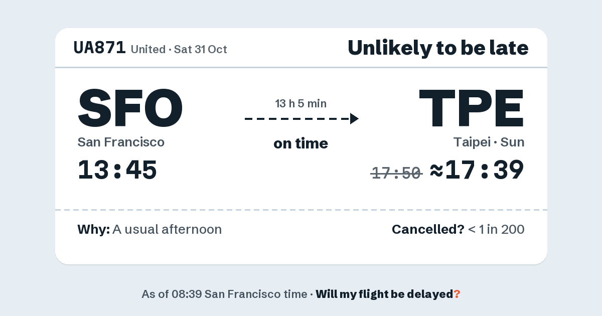 Link preview: UA871 lands about 17:39