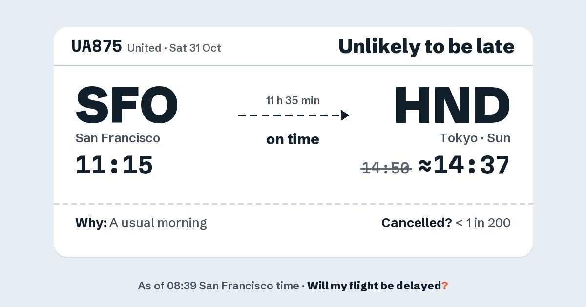Link preview: UA875 lands about 14:37
