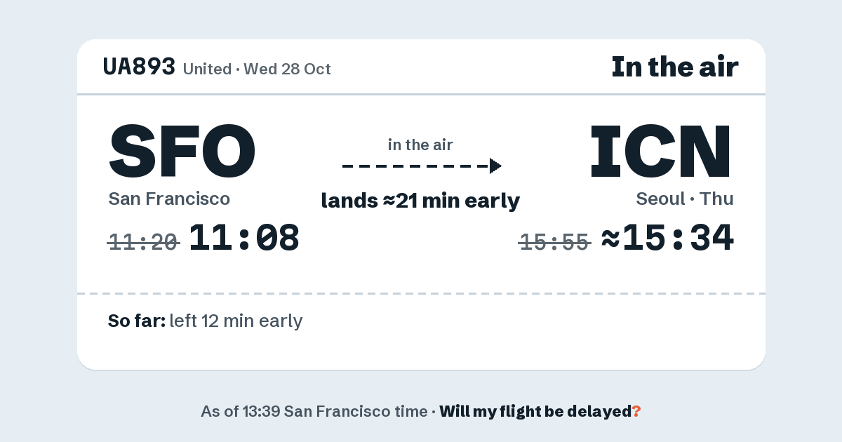 Link preview: UA893 lands about 15:34