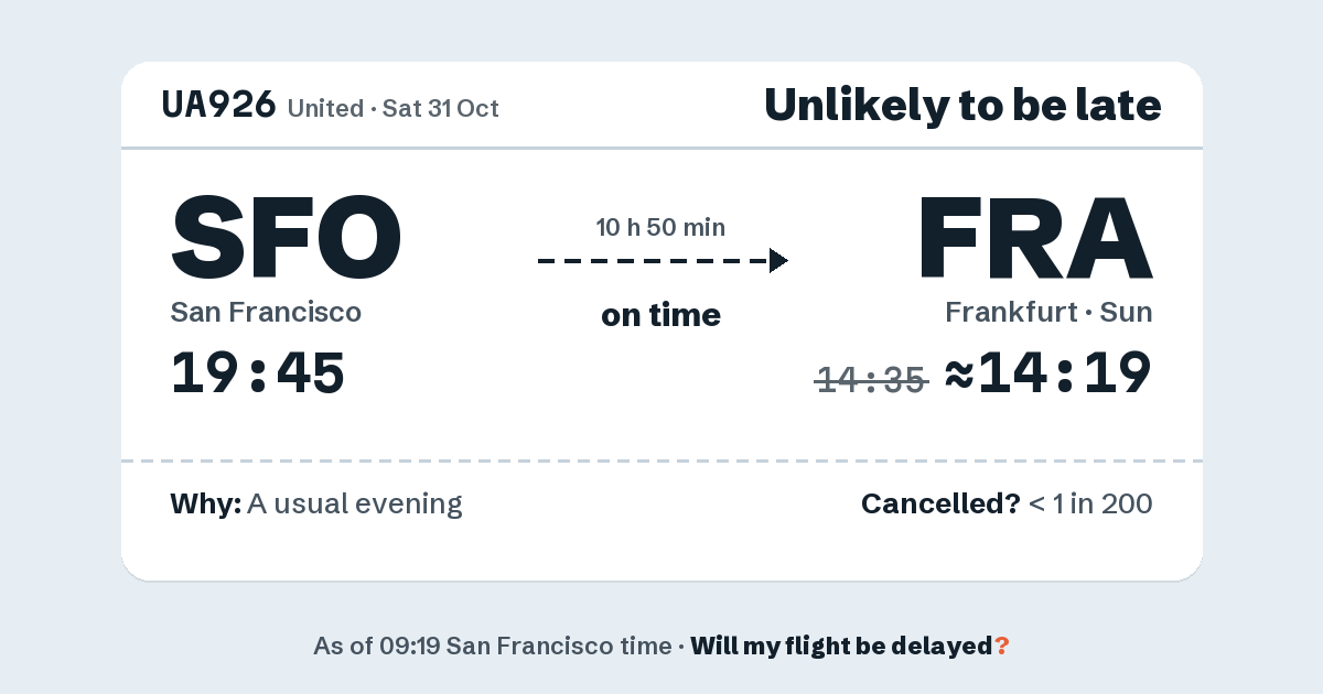 Link preview: UA926 lands about 14:19