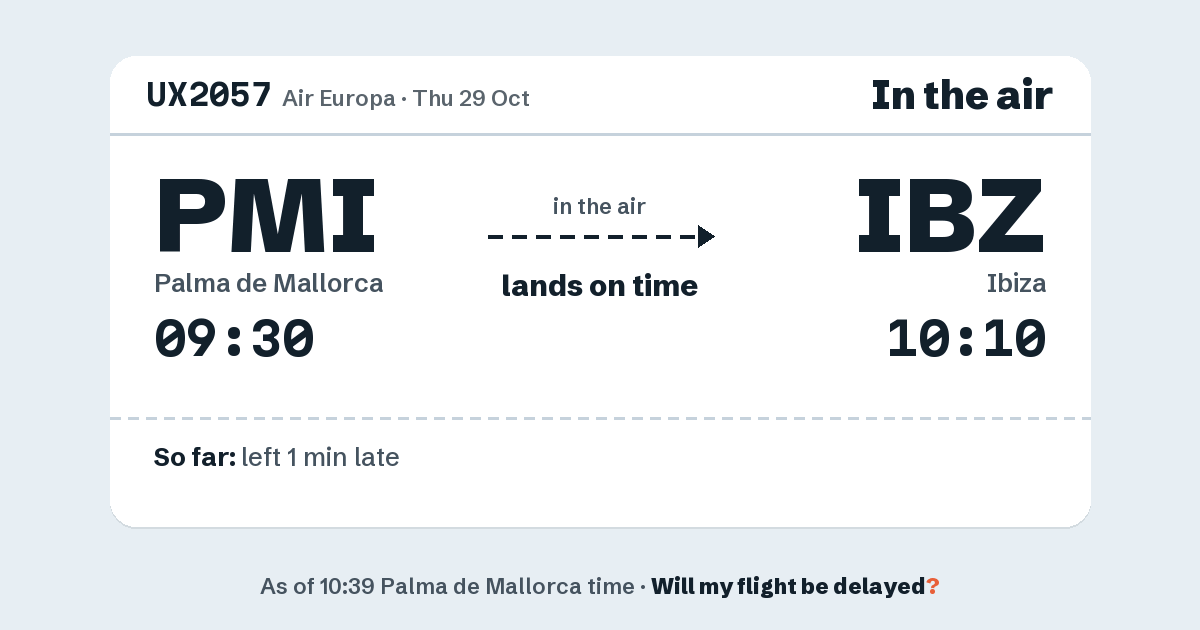 Link preview: UX2057 lands about 10:08