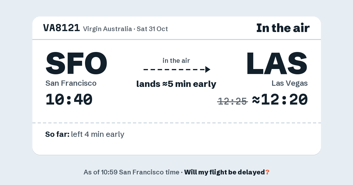 Link preview: VA8121 lands about 12:20