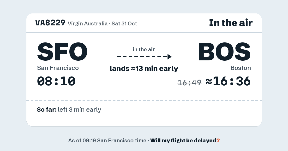 Link preview: VA8229 lands about 16:36