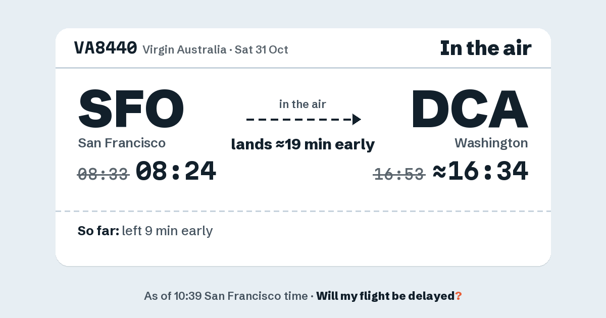 Link preview: VA8440 lands about 16:34