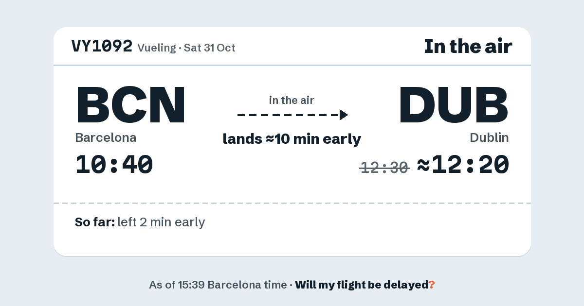 Link preview: VY1092 lands about 12:20
