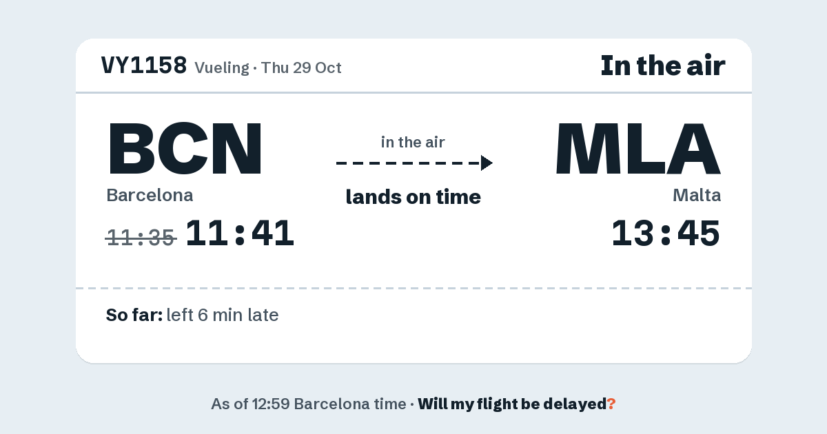 Link preview: VY1158 lands about 13:41