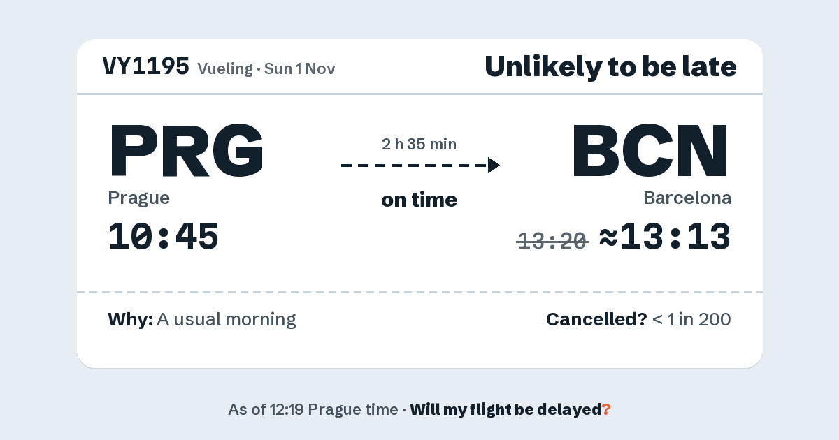 Link preview: VY1195 lands about 13:13