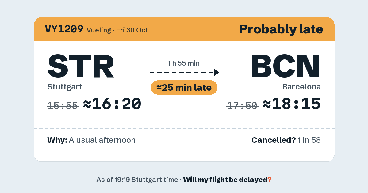 Link preview: VY1209 lands about 18:16