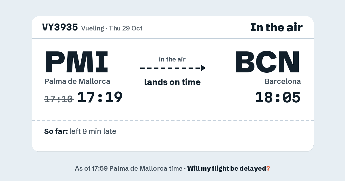 Link preview: VY3935 lands about 18:03