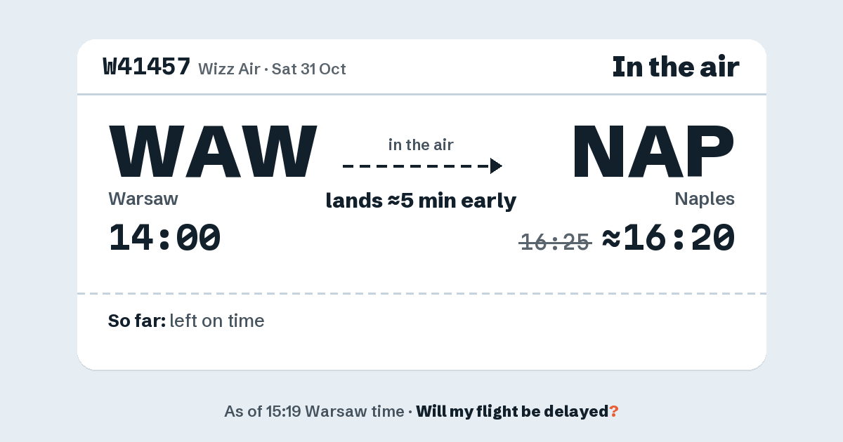 Link preview: W41457 lands about 16:20