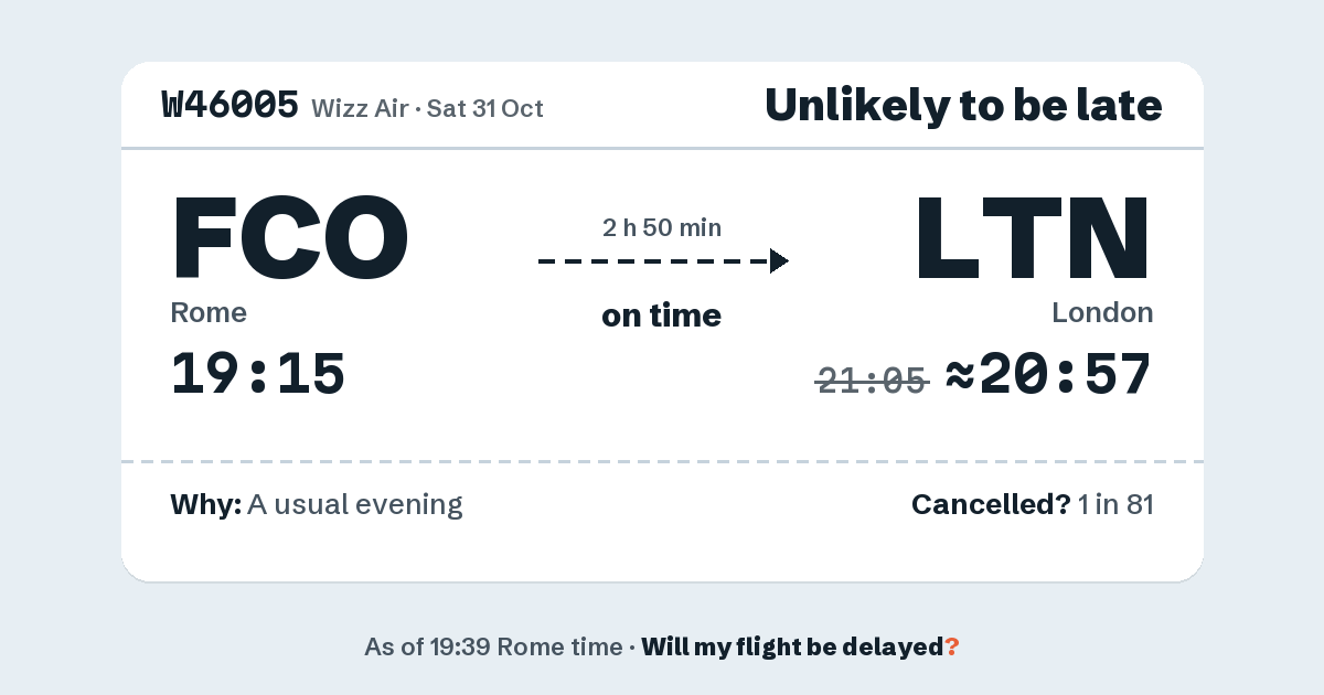 Link preview: W46005 lands about 20:57
