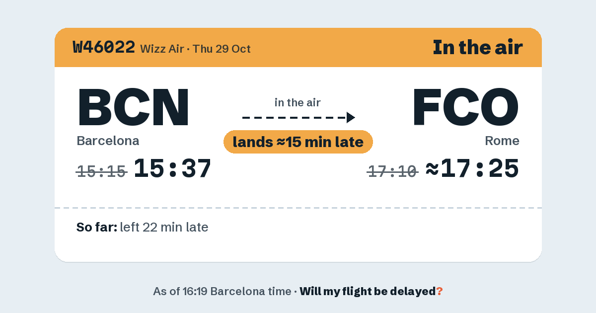 Link preview: W46022 lands about 17:24