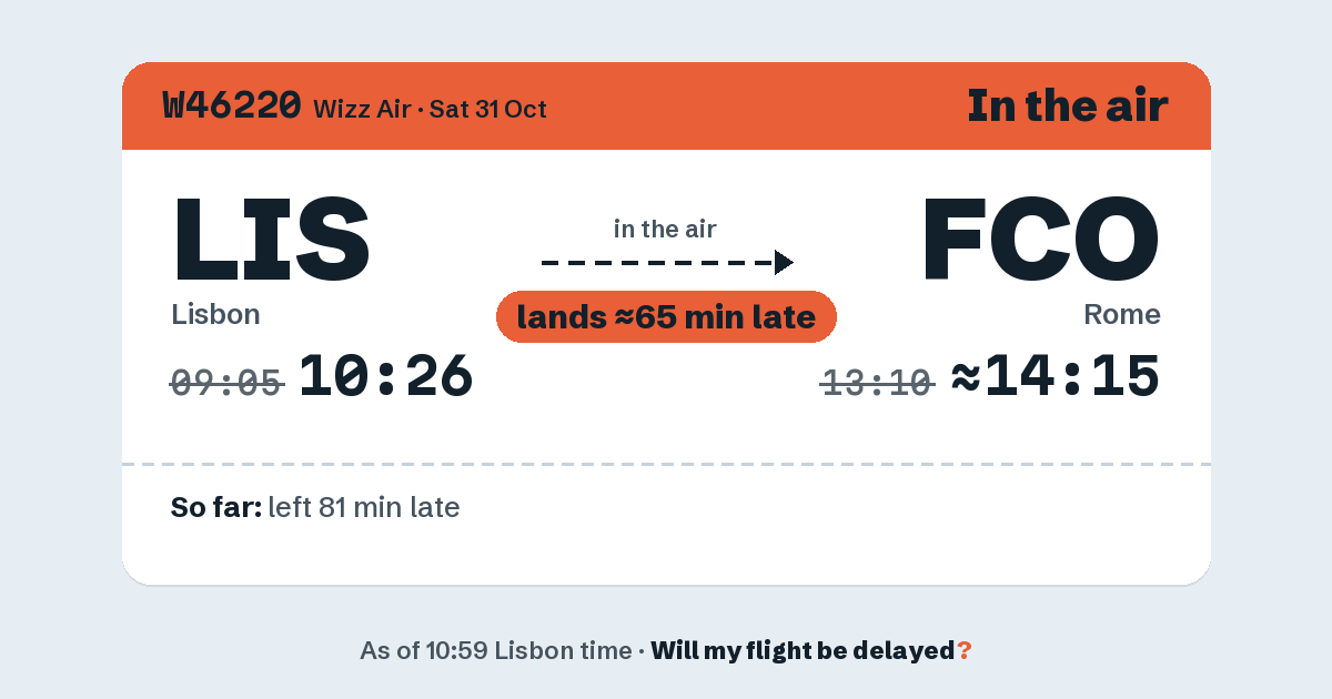 Link preview: W46220 lands about 14:15