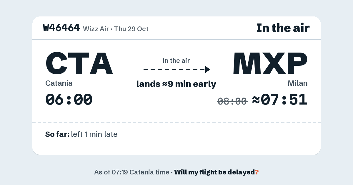 Link preview: W46464 lands about 07:51