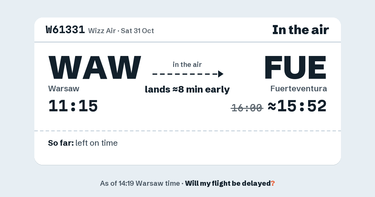 Link preview: W61331 lands about 15:52