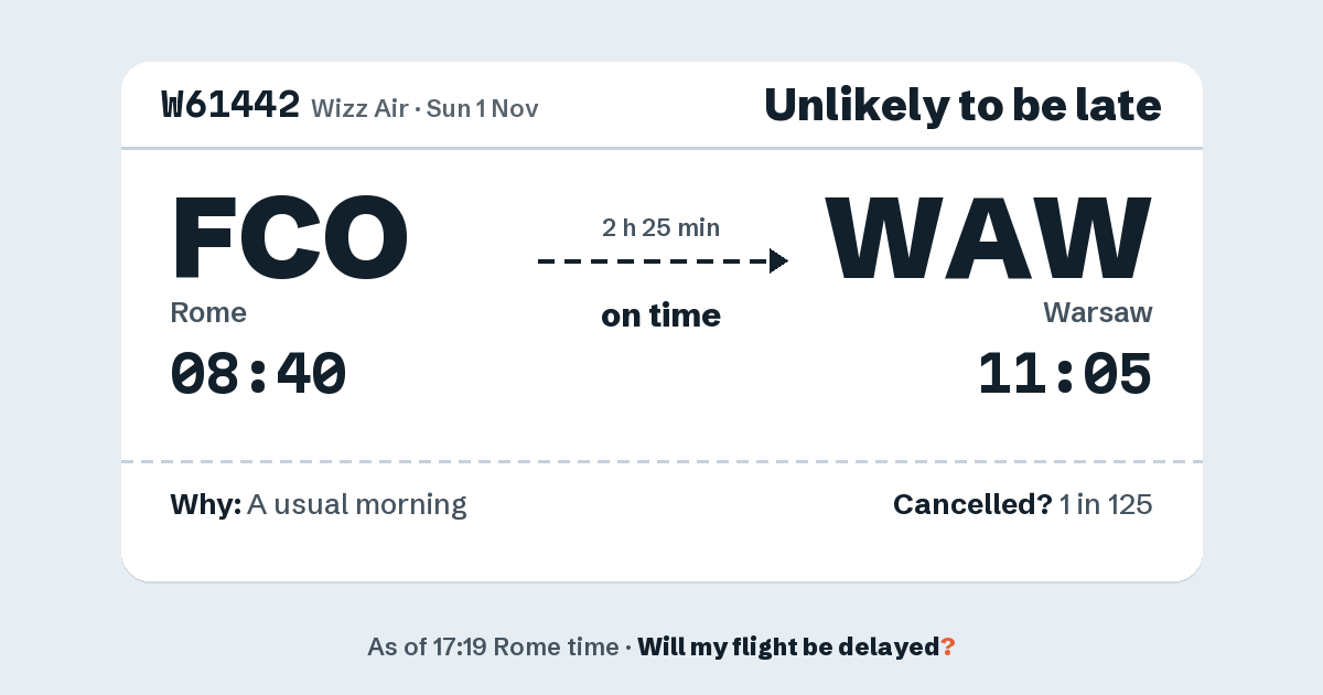 Link preview: W61442 lands about 11:05
