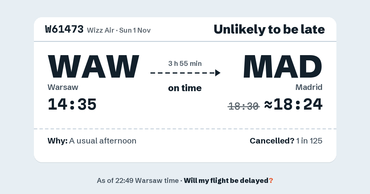 Link preview: W61473 lands about 18:24