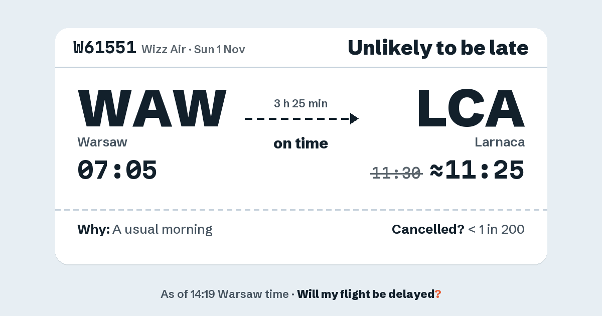 Link preview: W61551 lands about 11:25