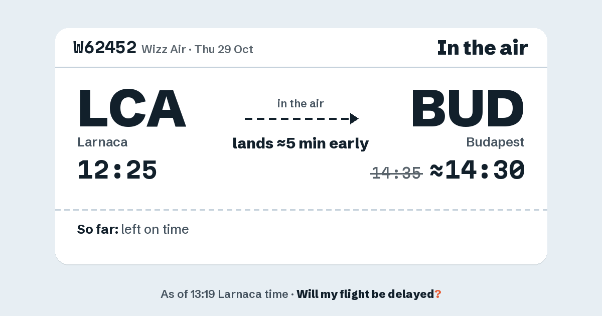 Link preview: W62452 lands about 14:30