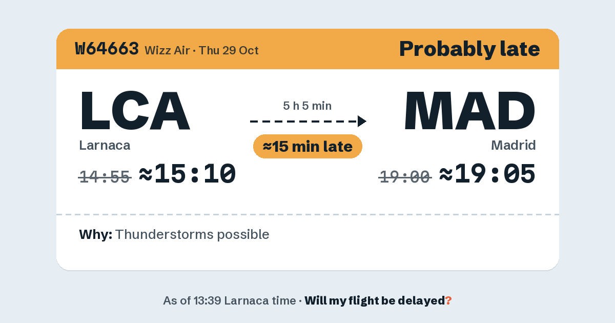 Link preview: W64663 lands about 19:05