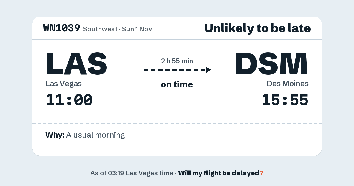 Link preview: WN1039 lands about 15:51
