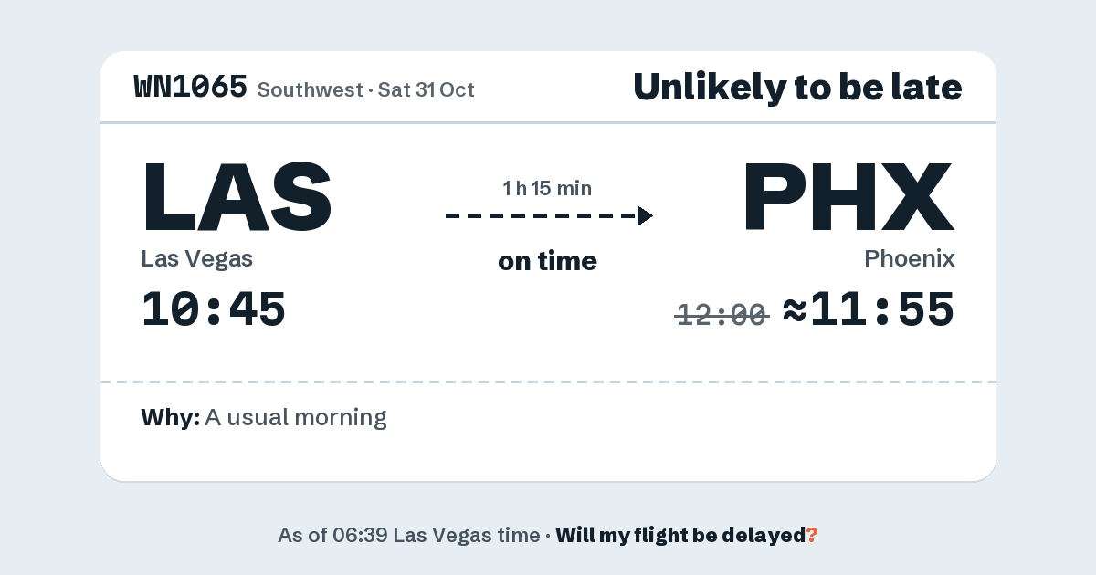 Link preview: WN1065 lands about 11:55