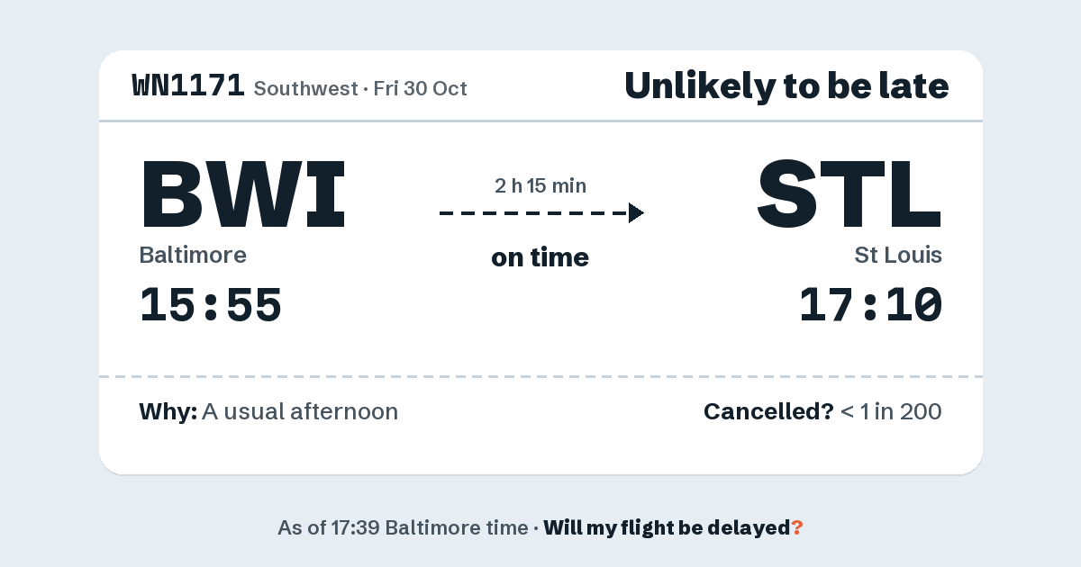 Link preview: WN1171 lands about 17:07