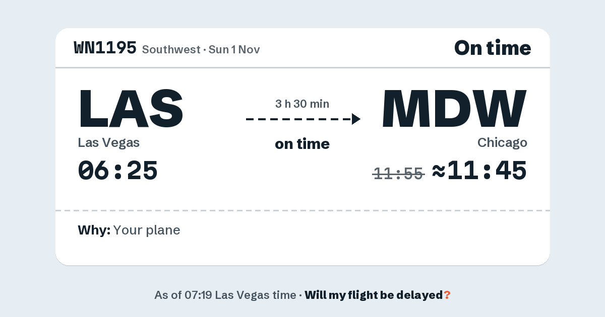 Link preview: WN1195 lands about 11:45
