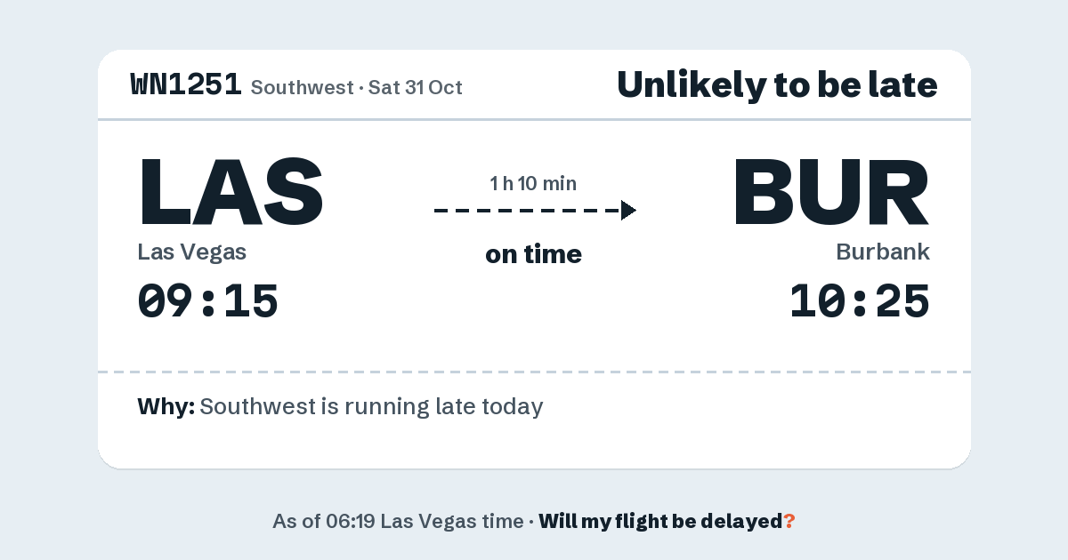 Link preview: WN1251 lands about 10:22