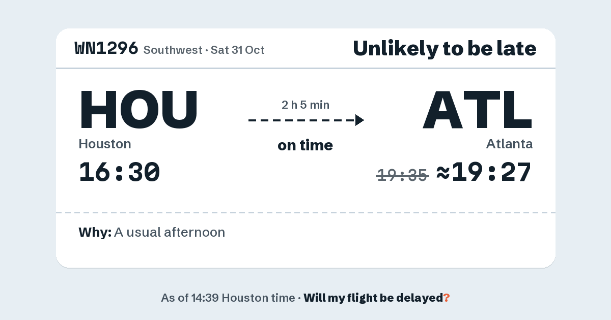 Link preview: WN1296 lands about 19:27