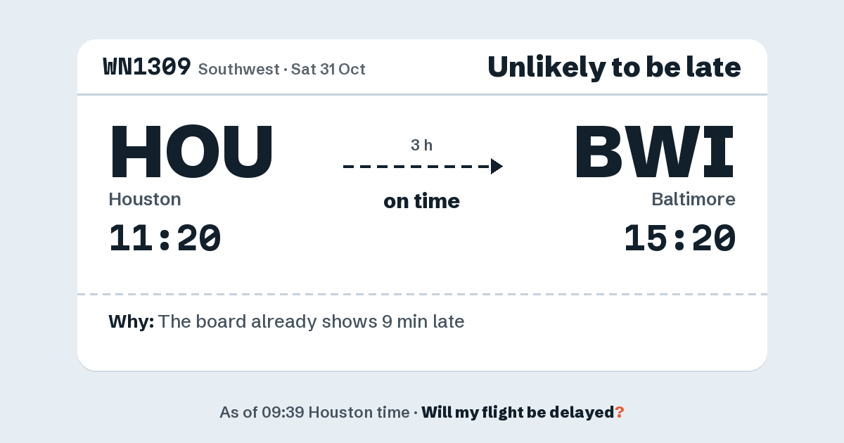 Link preview: WN1309 lands about 15:23