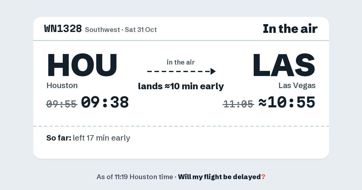 Link preview: WN1328 lands about 10:55
