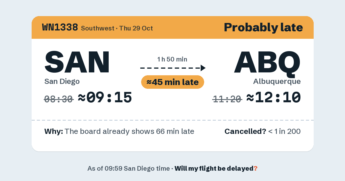 Link preview: WN1338 lands about 12:10